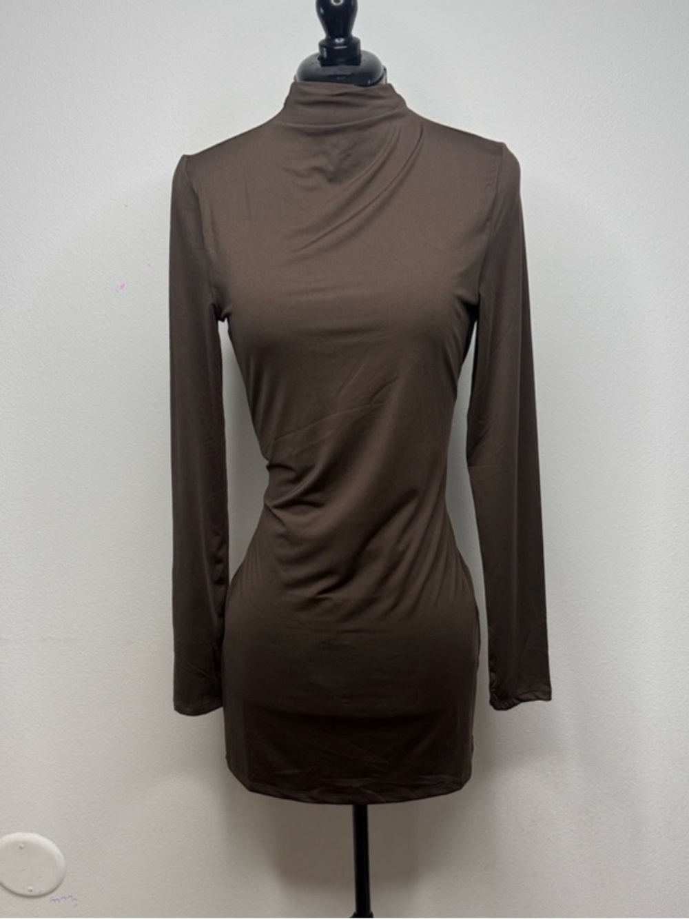 NWT Olive Green Long Sleeve Mock Turtleneck Dress L - Picture 6 of 6